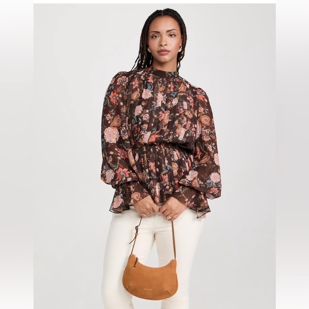 Hemant & Nandita Pleated Floral Blouse size Small